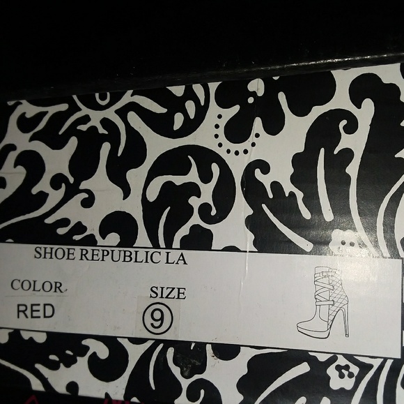 SALE RED QUILTED STILETTO ANKLE BOOTIE BOOTS - Picture 7 of 7